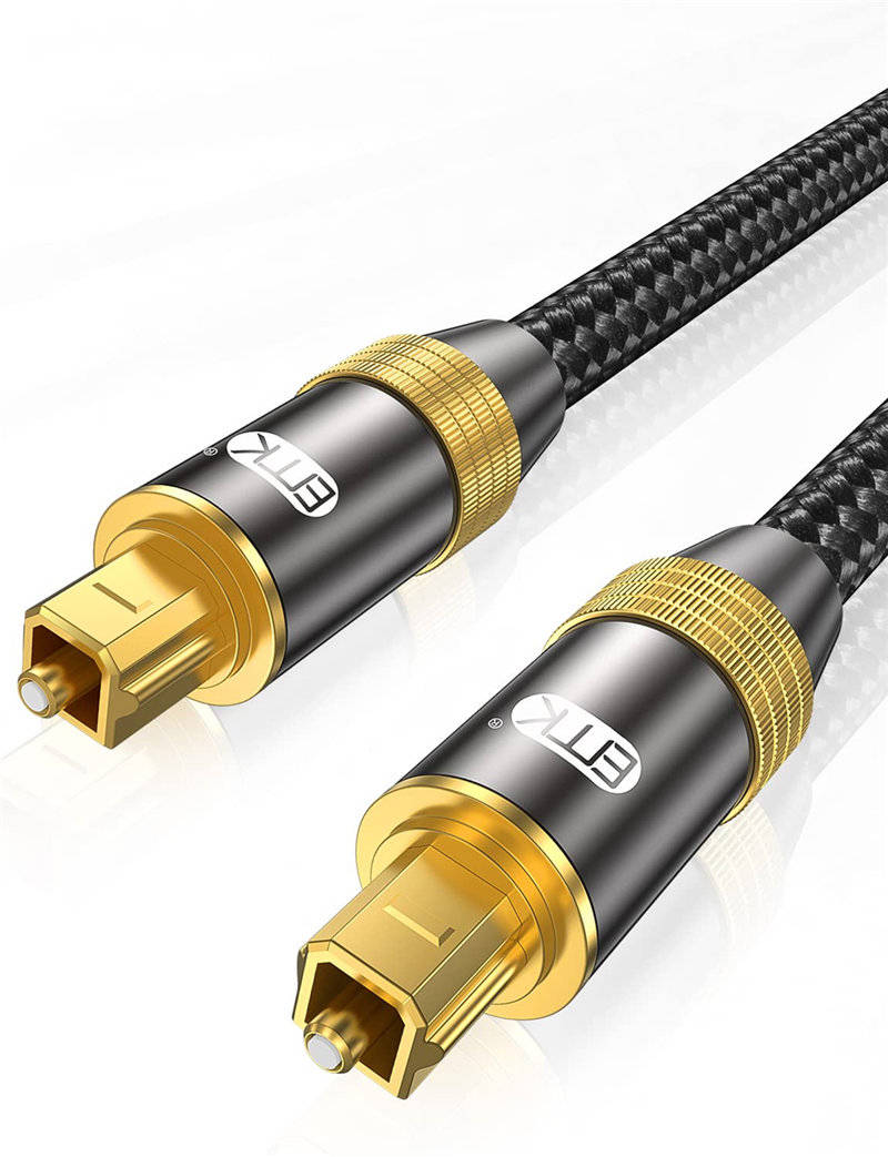 EMK? Optical Audio Cable Digital Toslink Cable 24K Gold-Plated Nylon Braided S/PDIF Cable for Home Theater, Sound Bar, TV, PS4, Xbox, Playstation (9.8ft/3m)